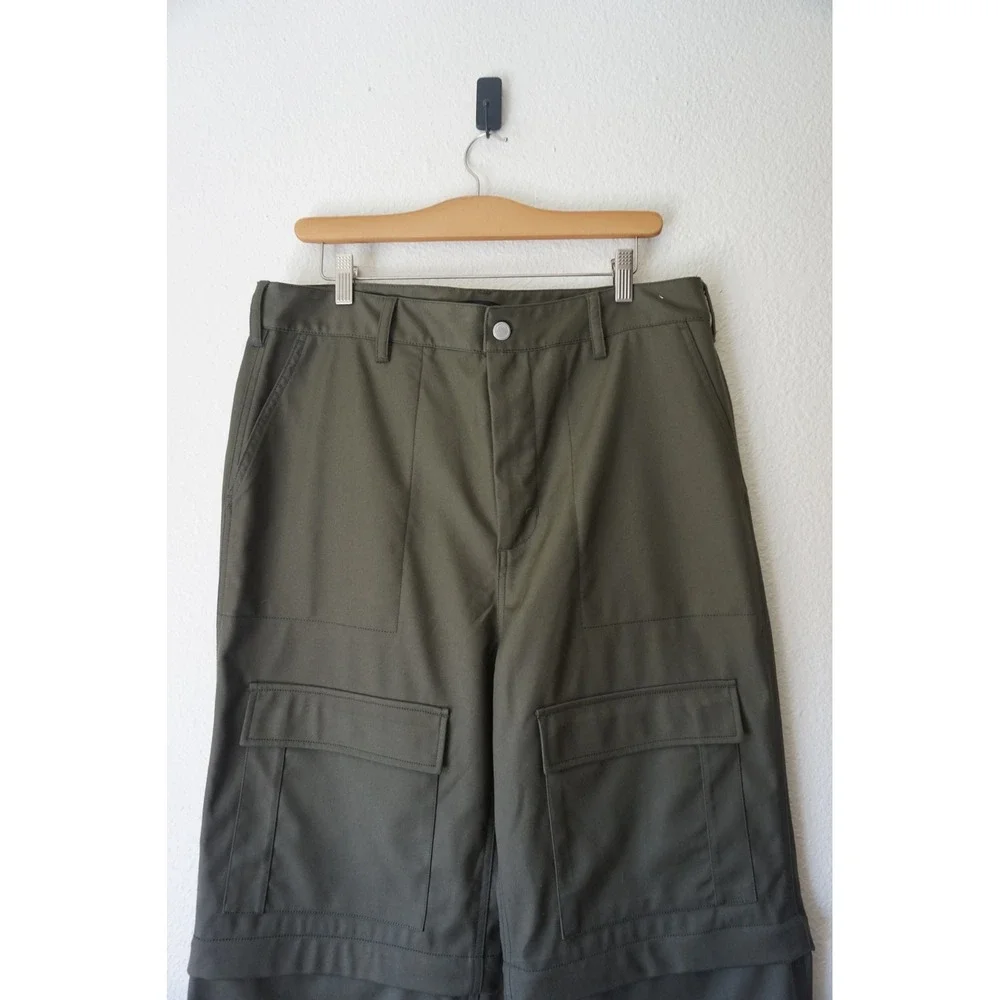 Oak + Fort CONVERTIBLE CARGO PANT Utilitarian Gorpcore Straight Leg Green Size L